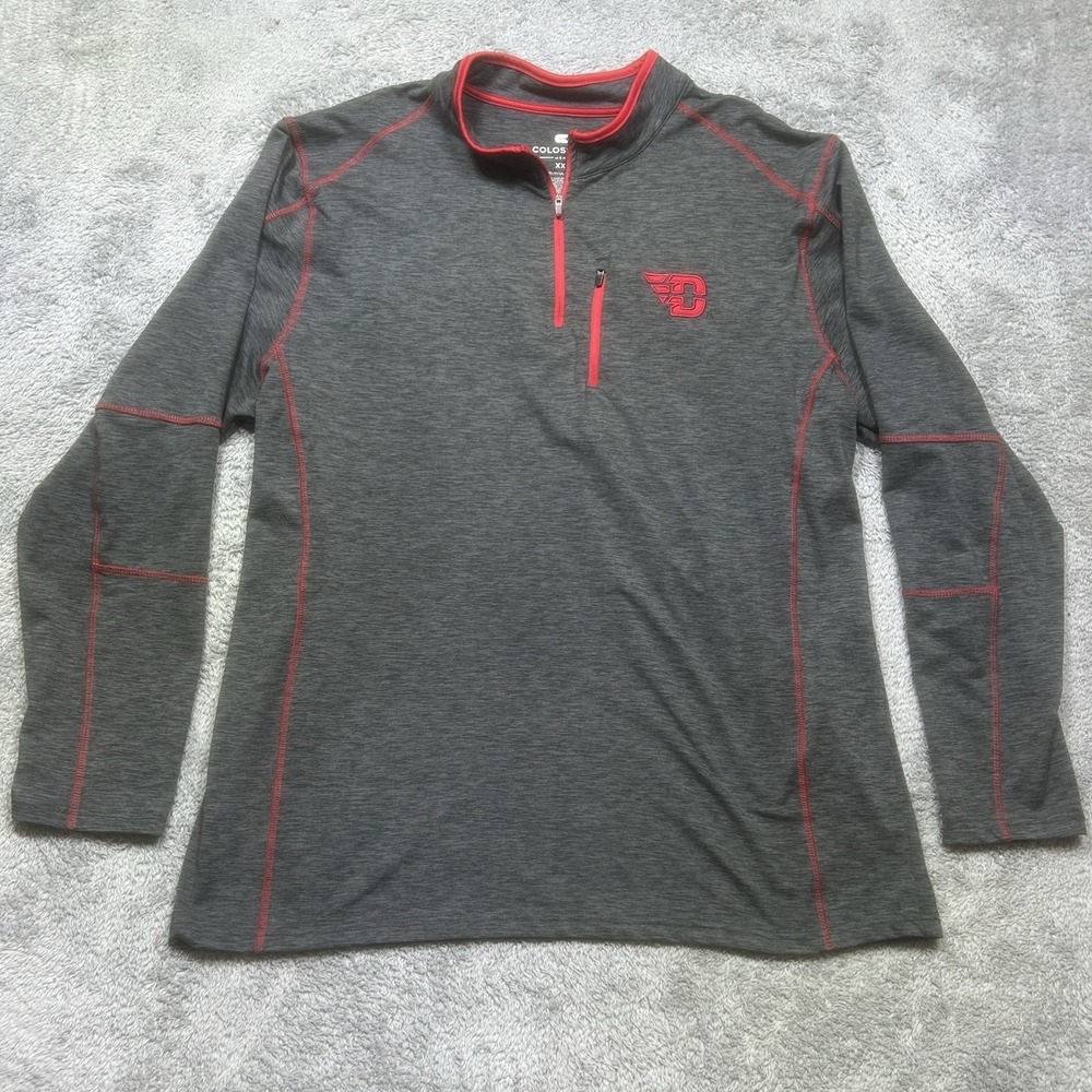 Champion Dayton Flyers 1/4 Zip Men's 2xL Gray Pullover NCAA‎ Activewear